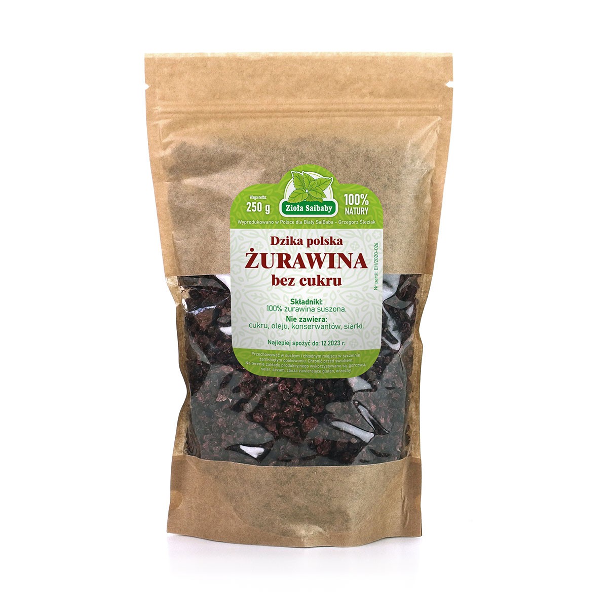 Żurawina dzika polska bez cukru 250g - 164