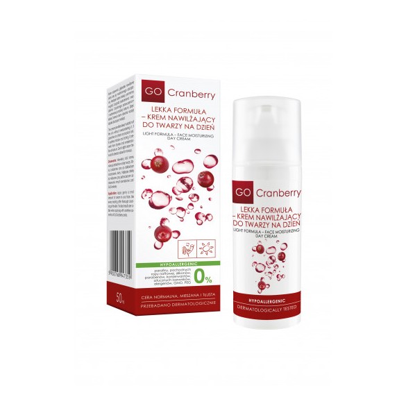 Lekka Formuła - Krem Nawilżający Do Twarzy na dzień GoCranberry 50 ml Lekka Formuła - Krem Nawilżający Do Twarzy na dzień GoCranberry 50 ml