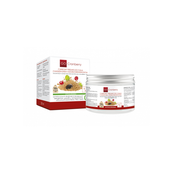Cukrowy peeling do ciała z masłem Shea i olejem żurawinowym GoCranberry 200 ml Cukrowy peeling do ciała z masłem Shea i olejem żurawinowym GoCranberry 200 ml
