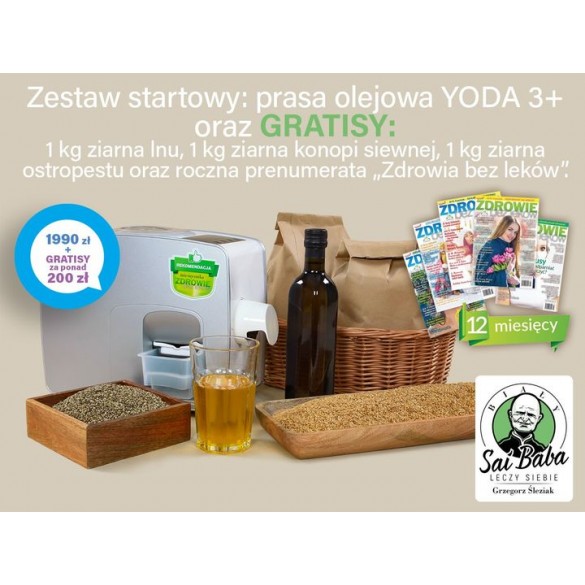 Zestaw startowy: prasa olejowa Yoda 3+ oraz gratisy