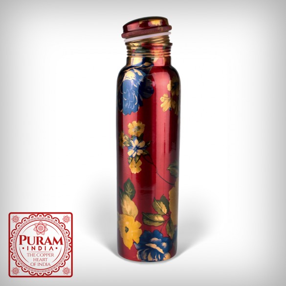Butelka miedziana - antybakteryjna - kwiaty 1000ml Butelka miedziana - antybakteryjna - kwiaty 1000ml