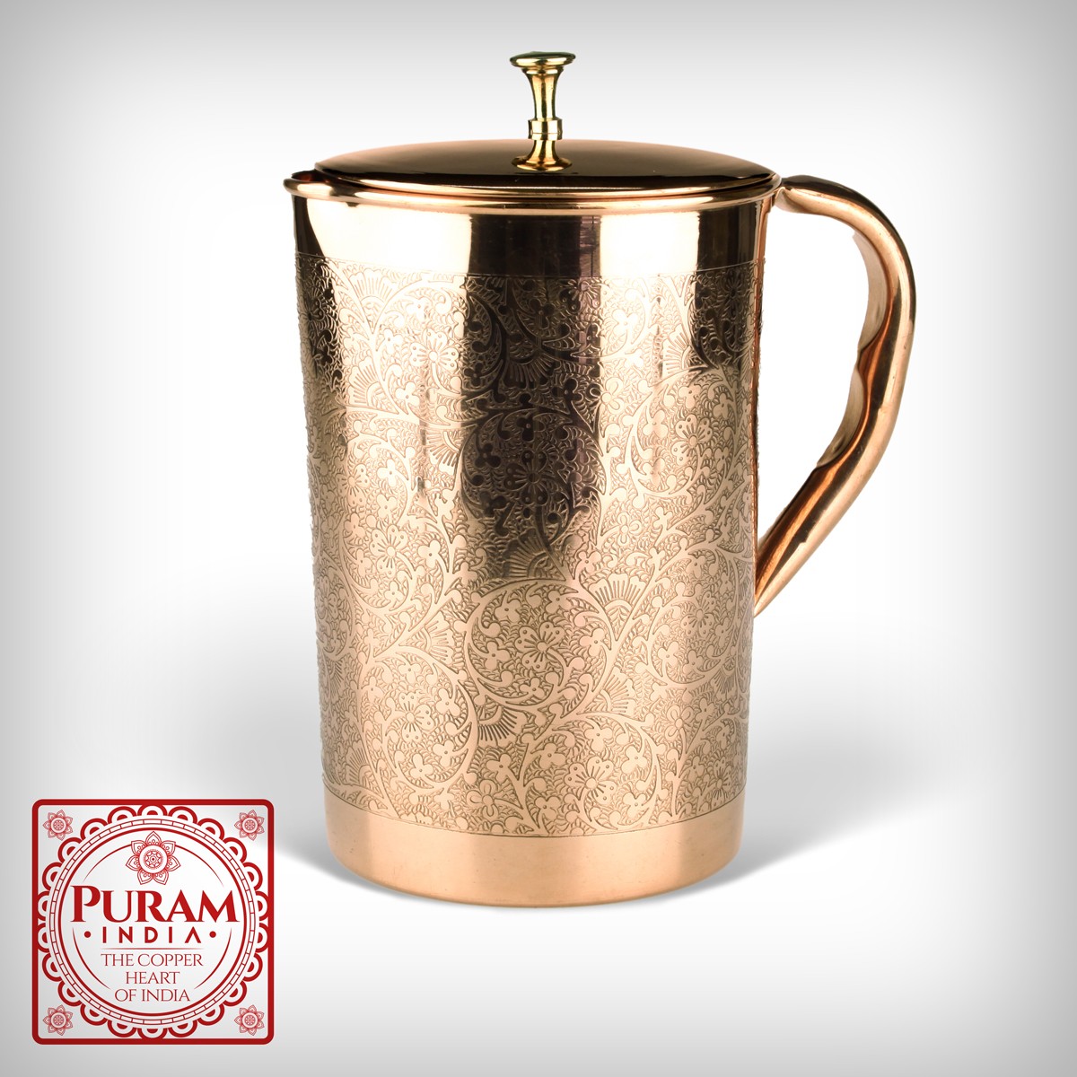Miedziany dzbanek antybakteryjny grawer 2L - 3973