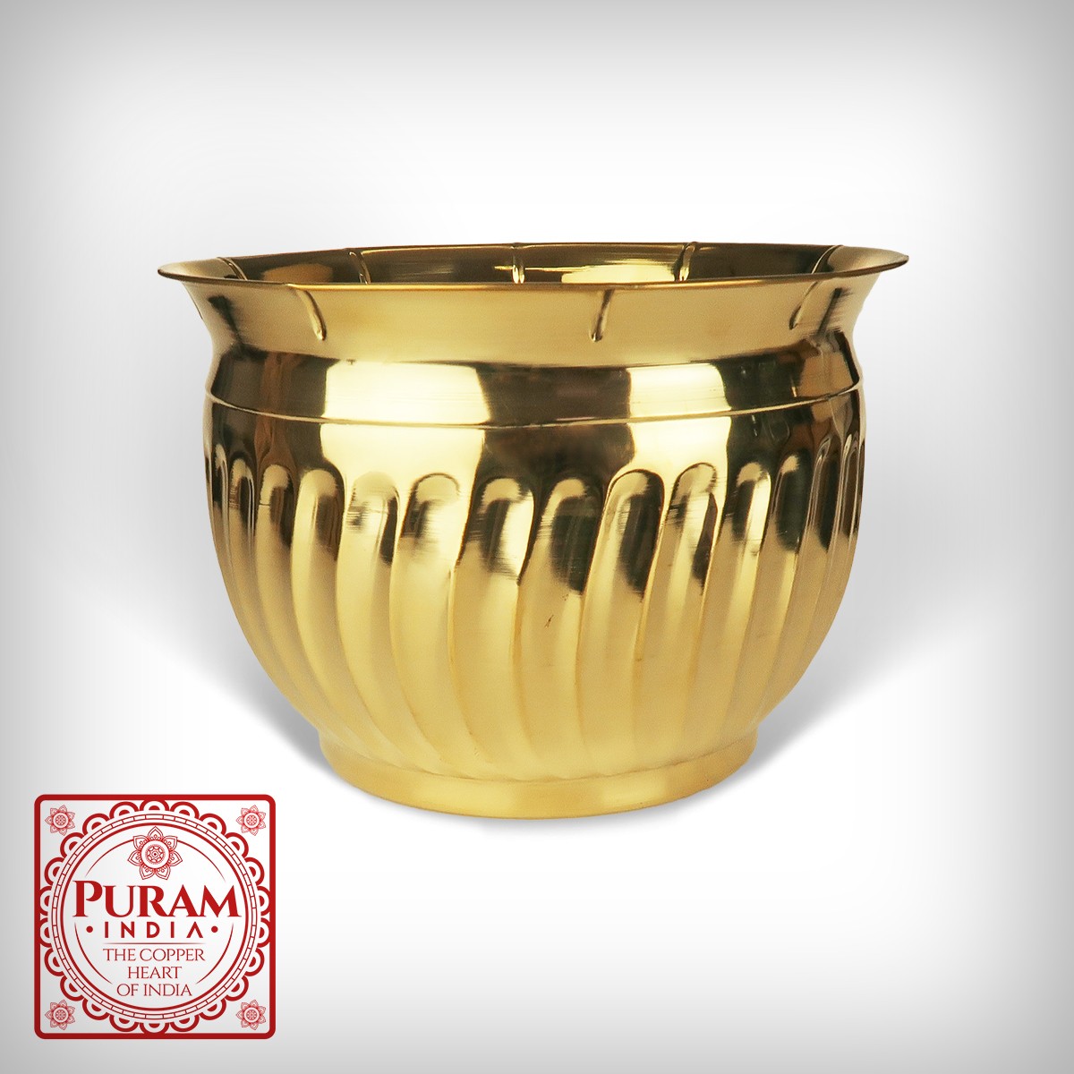 Osłonka doniczka mosiężna - energetyczna 34,5 cm  x 24 cm - 4015