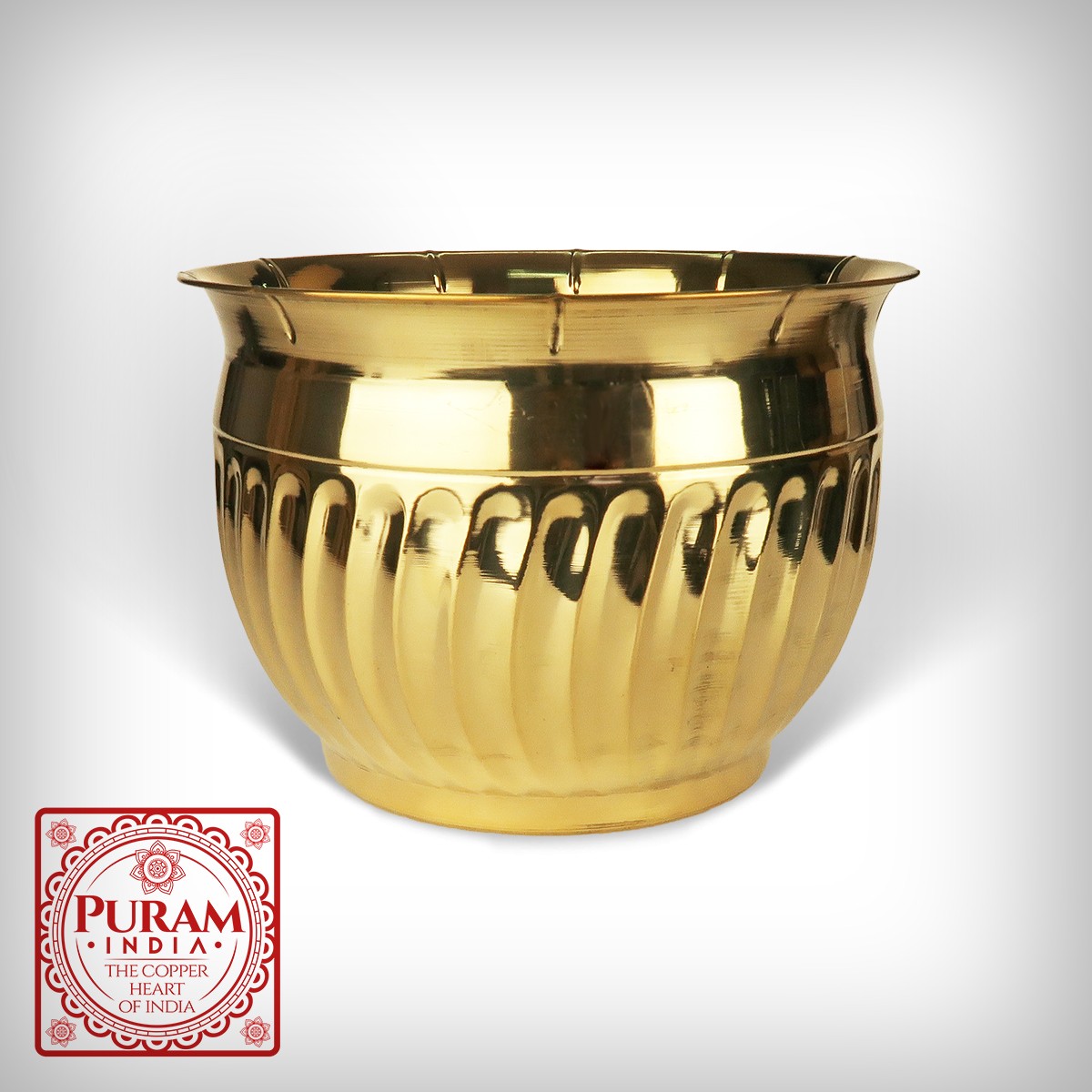 Osłonka doniczka mosiężna - energetyczna 35 cm  x 24,5 cm - 4021