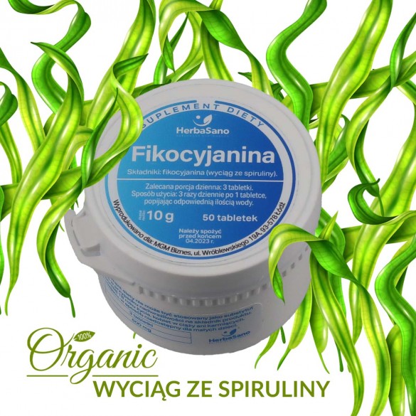 Fikocyjanina w tabletkach wyciąg ze spiruliny 10g