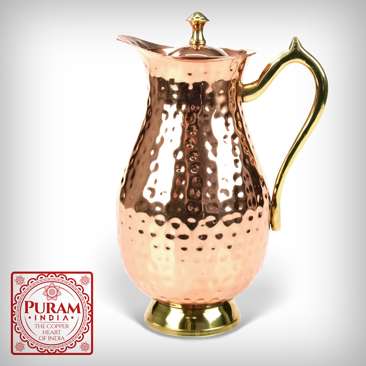 Miedziany antybakteryjny dzbanek młotkowany 2L - 4381