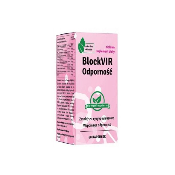 BLOCKVIR ODPORNOŚĆ zmniejsza ryzyko wirusowe wspomaga odporność 60 kapsułek