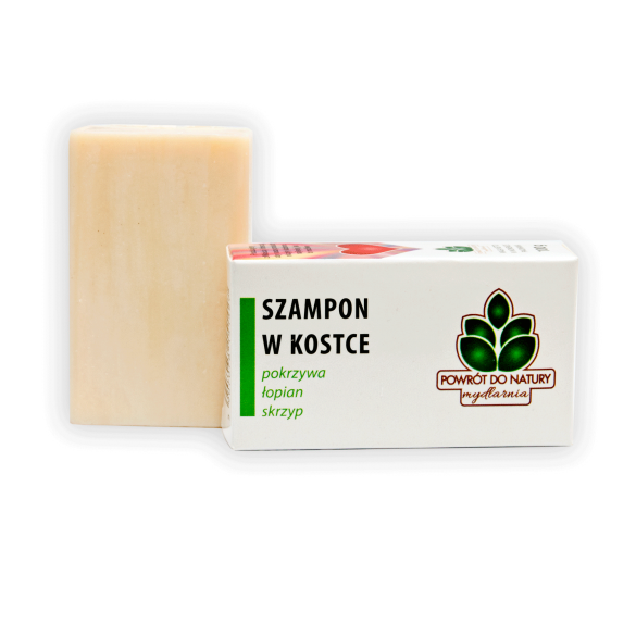Szampon w kostce z pokrzywą, łopianem i skrzypem 100g Szampon w kostce z pokrzywą, łopianem i skrzypem 100g