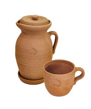 Zestaw: Dzbanek gliniany średni 4l + kubek gliniany 700ml - 5628