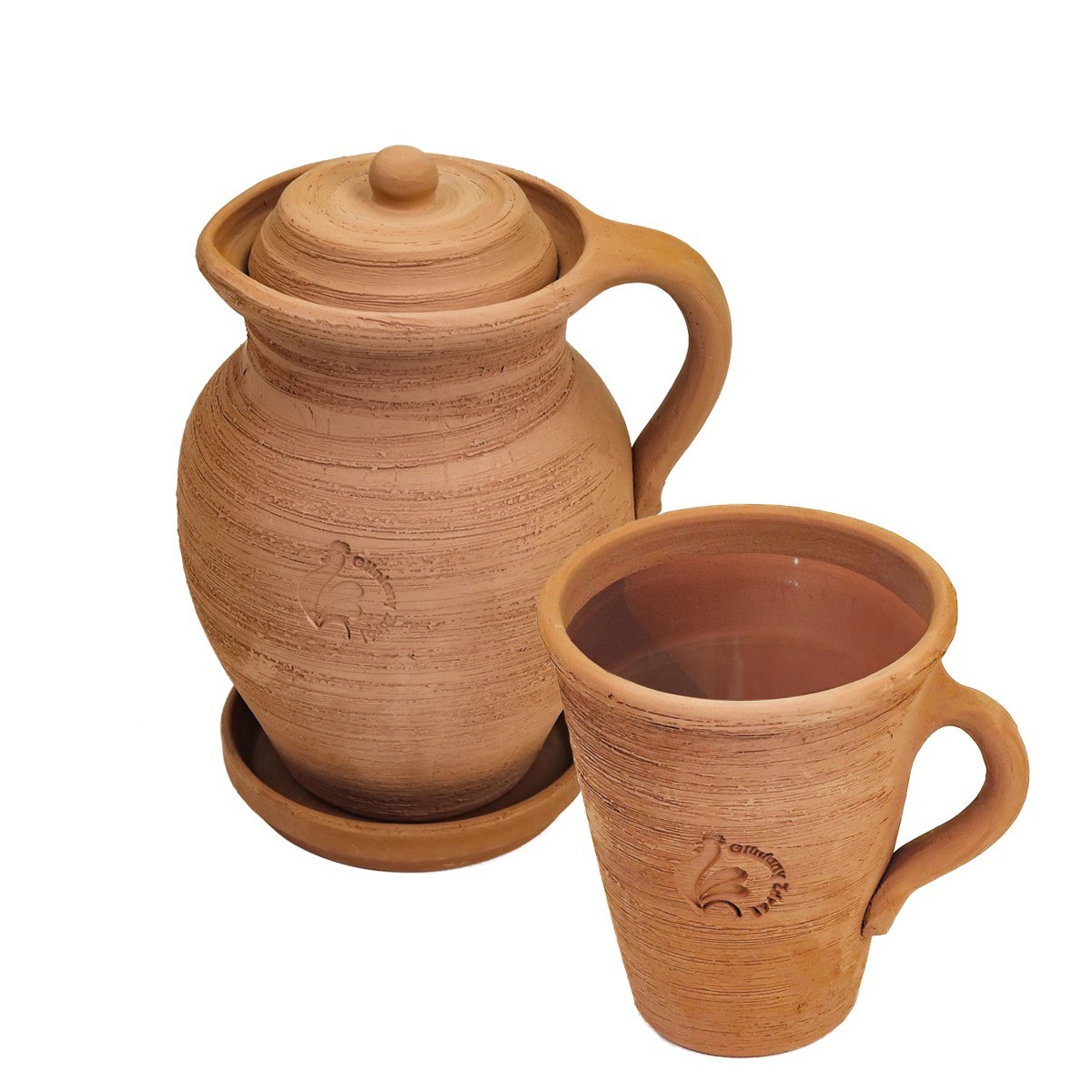 Zestaw: Dzbanek gliniany mały 1,5l + kubek gliniany 500ml - 5636