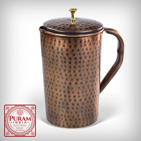 Antyczny miedziany dzbanek 1,5 l | Ręcznie młotkowany | PURAM