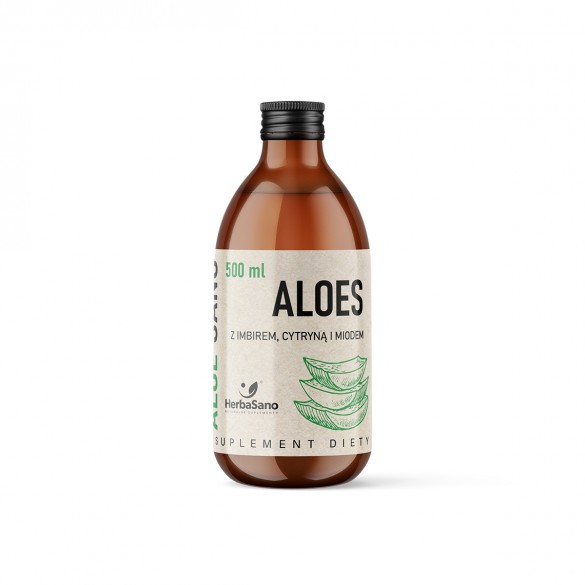 Aloe Sano - Organiczny aloes z imbirem, cytryną i miodem - 500 ml