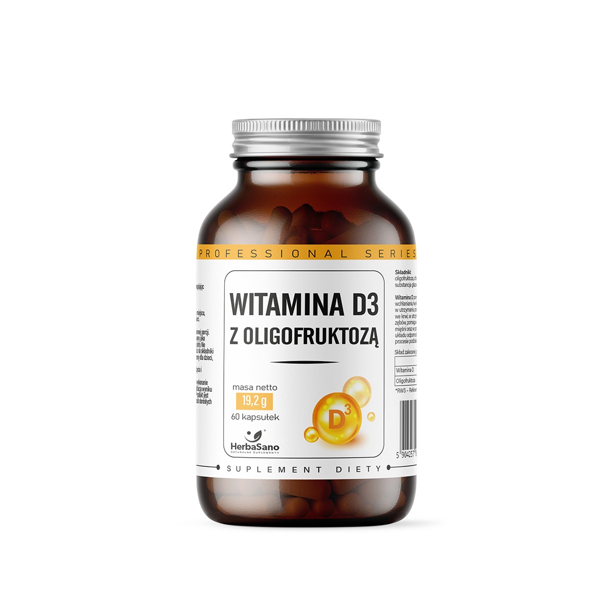 Witamina D3 z oligofruktozą - HerbaSano - 60 kapsułek - 6278