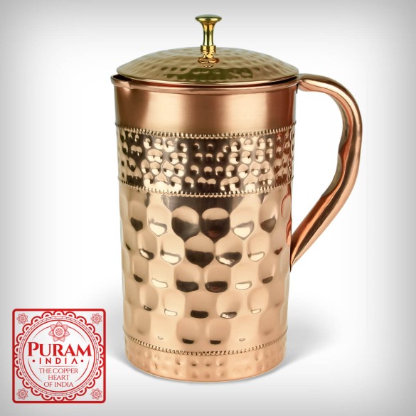 Zdobiony miedziany dzbanek Diament 1,5 l | Ręcznie wykonany | PURAM