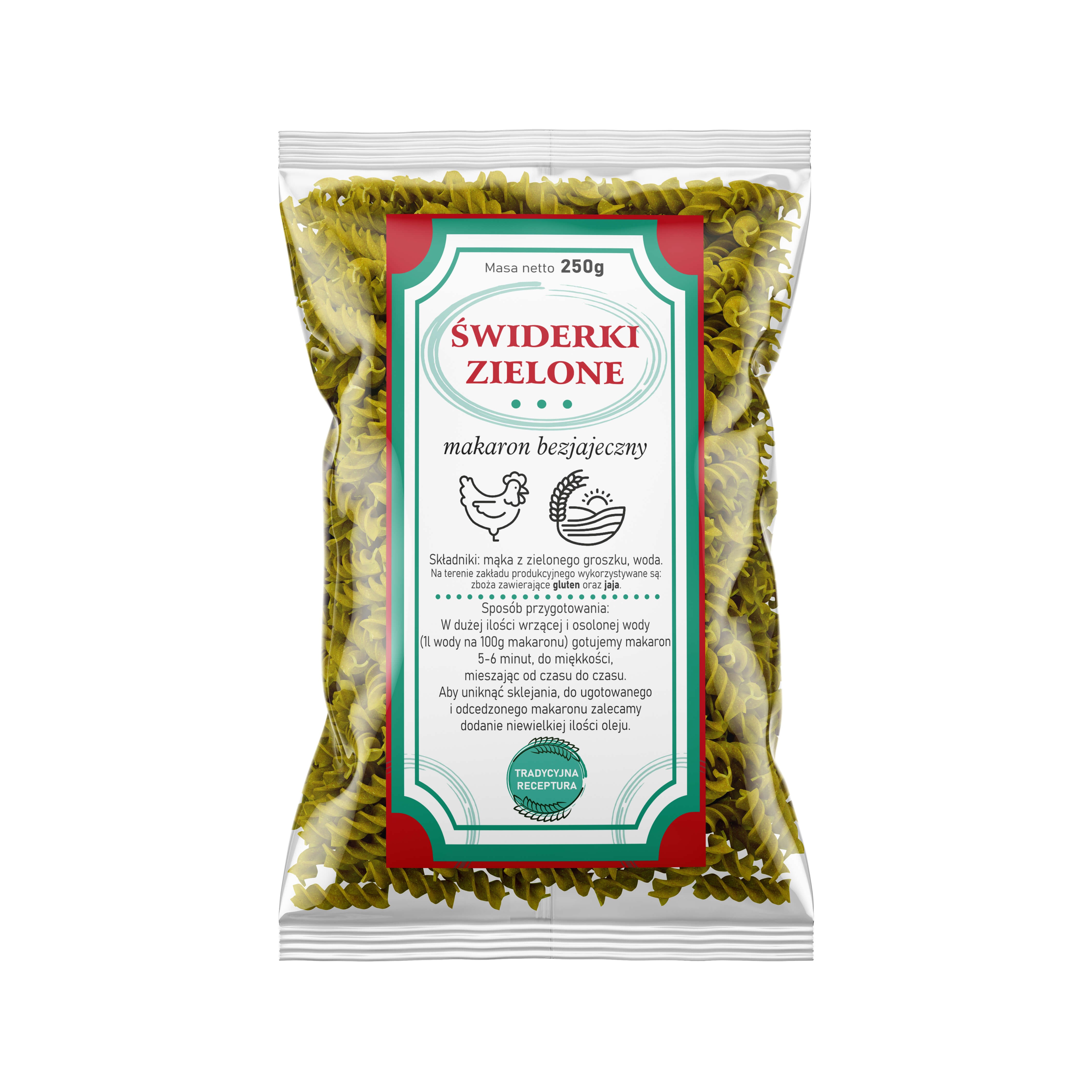 Makaron ŚWIDERKI - zielone - 250g - 6671