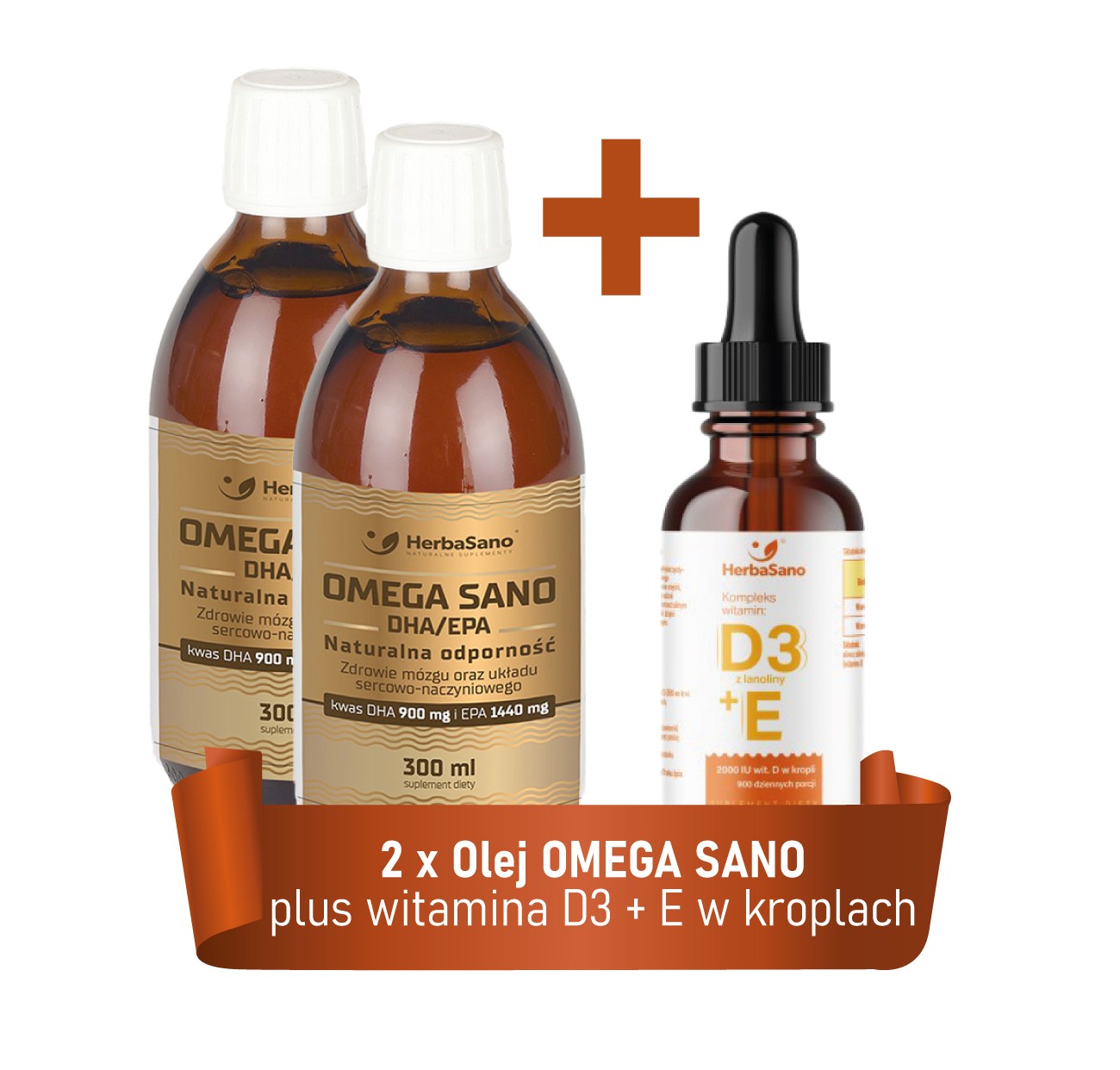 Zestaw 2 x Olej Omega Sano + Kompleks witamin D3 + E - 6786