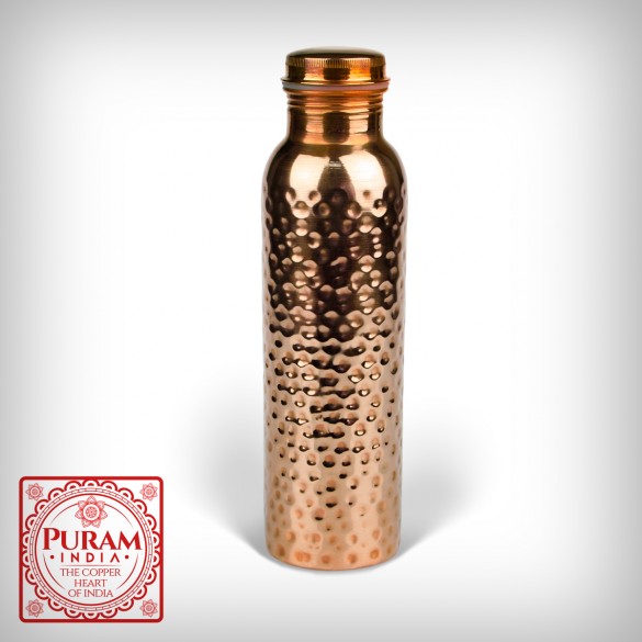 Butelka miedziana Młotkowana 900 ml | Ręcznie wykonana | PURAM