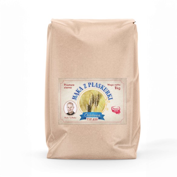 Mąka z PŁASKURKI Chlebowa- Biały Saibaba 1kg