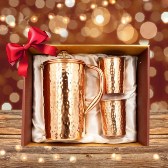 Zestaw dzbanek młotkowany 1,5L + kubek 2 szt.