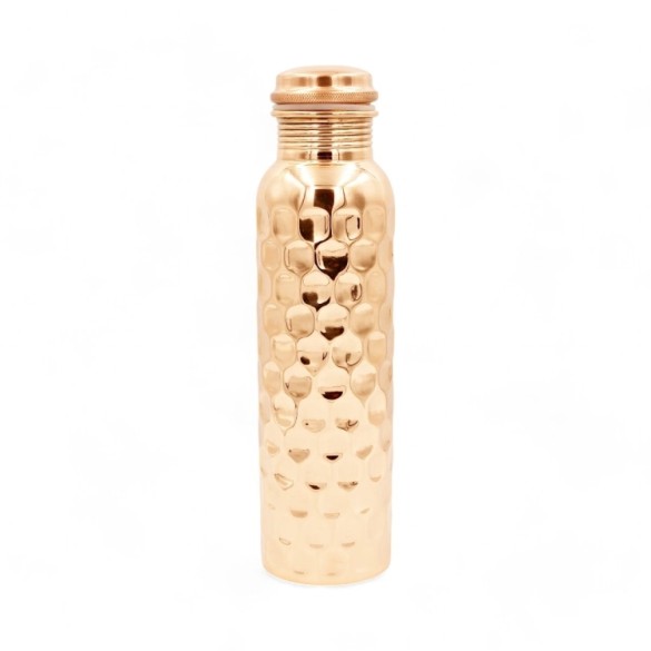 Butelka miedziana Młotkowana 900 ml | Plaster Miodu | Ręcznie wykonana | PURAM