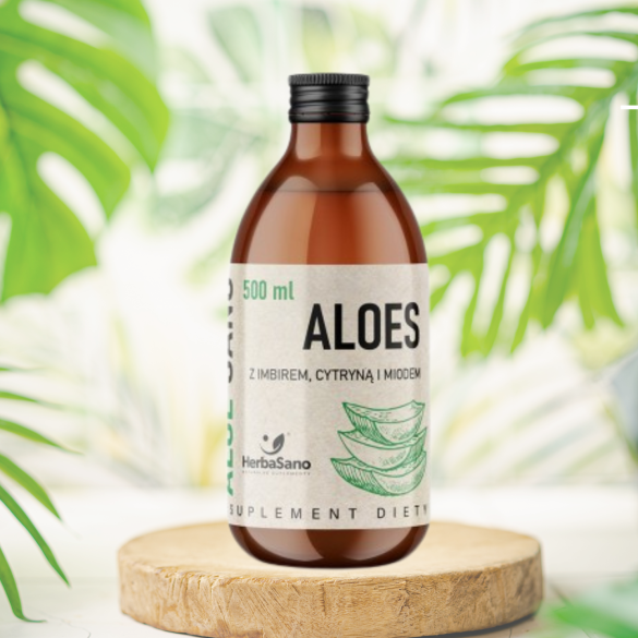 Aloe Sano - Aloes z imbirem, cytryną i miodem - 500 ml - HerbaSano