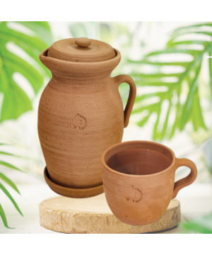 Zestaw: Dzbanek gliniany...