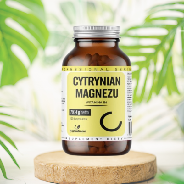 Cytrynian magnezu - WITAMINA B6 - suplement diety - 100 kapsułek - HerbaSano