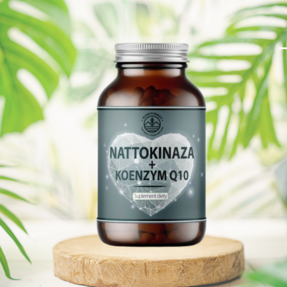 Nattokinaza + koenzym Q10 - suplement diety - 60 kapsułek - Raw Forest
