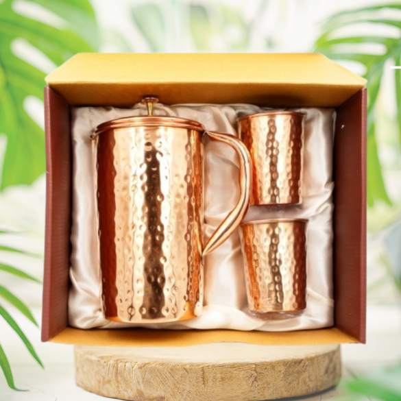 Zestaw dzbanek młotkowany 1,5L + kubek 2 szt.