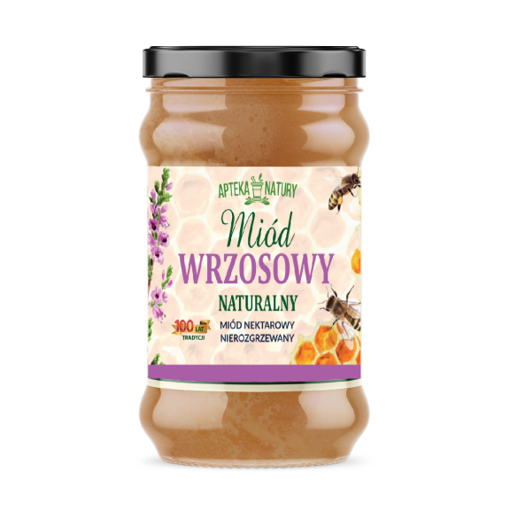 Miód wrzosowy Apteka Natury 380 g | Naturalny miód pszczeli nierozgrzewany