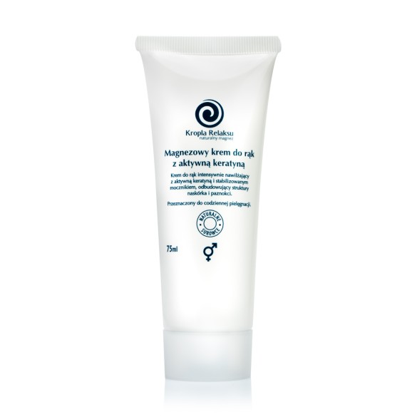 Magnezowy krem do rąk z aktywną keratyną i stabilizowanym mocznikiem Kropla Relaksu tuba 75ml.