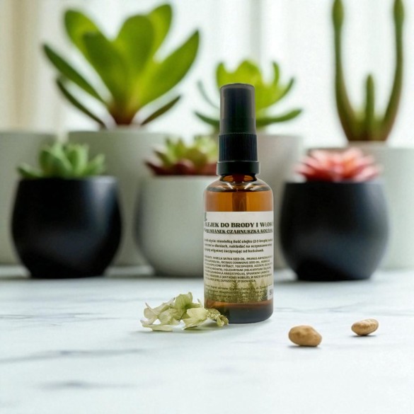 MĘSKI OLEJEK DO BRODY I WŁOSÓW: CHMIEL- CZARNUSZKA – OLEJKI 50 ml