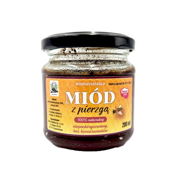 Miód z pierzgą pszczelą 200 ml | Naturalny produkt pszczeli