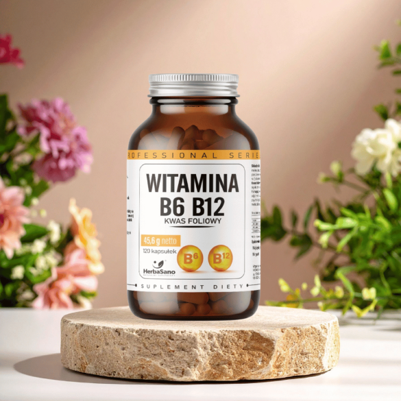 Witamina B6 B12 - Kwas foliowy - suplement diety - 120 kapsułek - HerbaSano