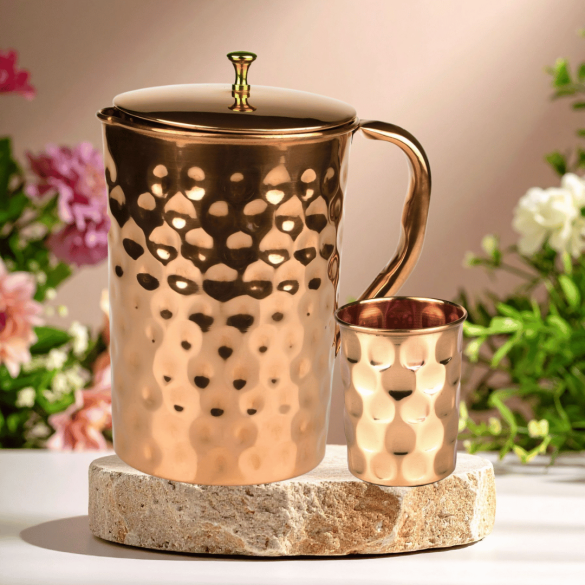 Zestaw prezentowy Diament – miedziany dzbanek 1,5 l + kubek 300 ml | PURAM