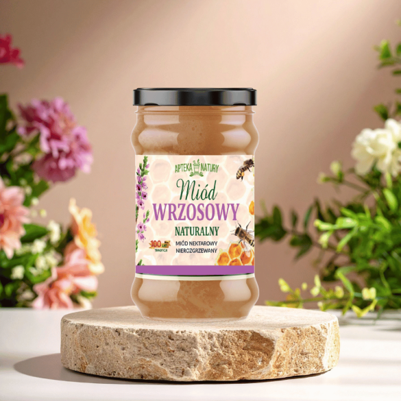 Miód wrzosowy Apteka Natury 380 g | Naturalny miód pszczeli nierozgrzewany