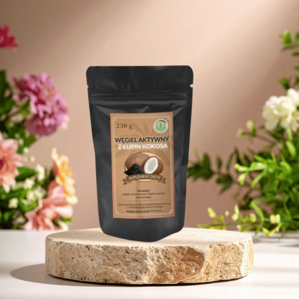 Węgiel aktywny z łupin kokosa - suplement diety - proszek - 250 g - RawForest