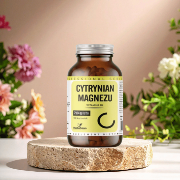 Cytrynian magnezu - WITAMINA B6 - suplement diety - 100 kapsułek - HerbaSano