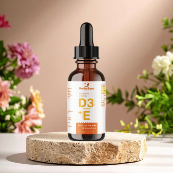 Kompleks witamin D3 z lanoliny + E - suplement diety - krople - 30 ml - HerbaSano